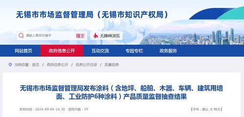 江蘇省無錫市市場(chǎng)監(jiān)督管理局發(fā)布涂料 含地坪 船舶 木器 車輛 建筑用墻面 工業(yè)防護(hù)6種涂料 產(chǎn)品質(zhì)量監(jiān)督抽查結(jié)果